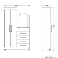 Guarda-roupa Solteiro Com Cômoda Capri 2 Portas Branco