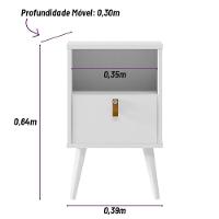 Mesa de Cabeceira Com Pés Palito Bob 1 Gaveta e Nicho Off White - 2