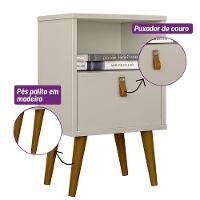 Mesa de Cabeceira Com Pés Palito Bob 1 Gaveta e Nicho Off White - 6