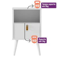 Mesa de Cabeceira Com Pés Palito Bob 1 Gaveta e Nicho Off White - 7