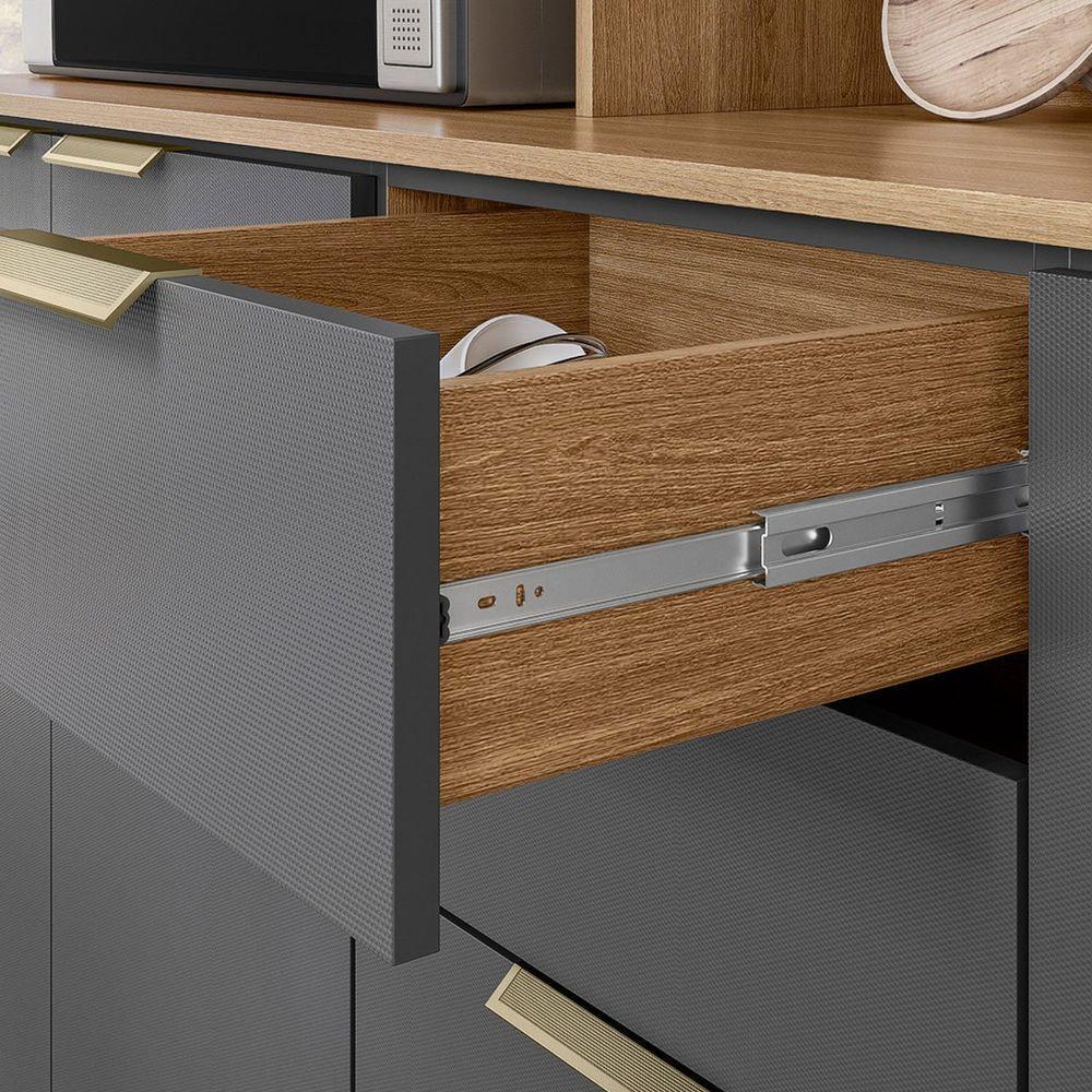 Kit Cozinha Compacta 10 Portas 2 Gavetas Ruby Amêndola Grafito - 7