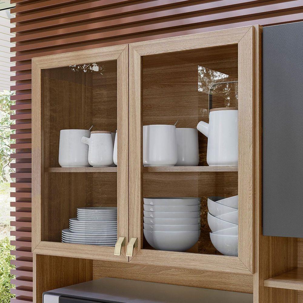 Kit Cozinha Compacta 10 Portas 2 Gavetas Ruby Amêndola Grafito - 8