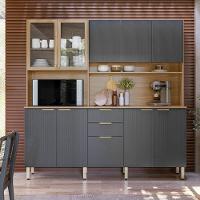 Kit Cozinha Compacta 10 Portas 2 Gavetas Ruby Amêndola Grafito - 5