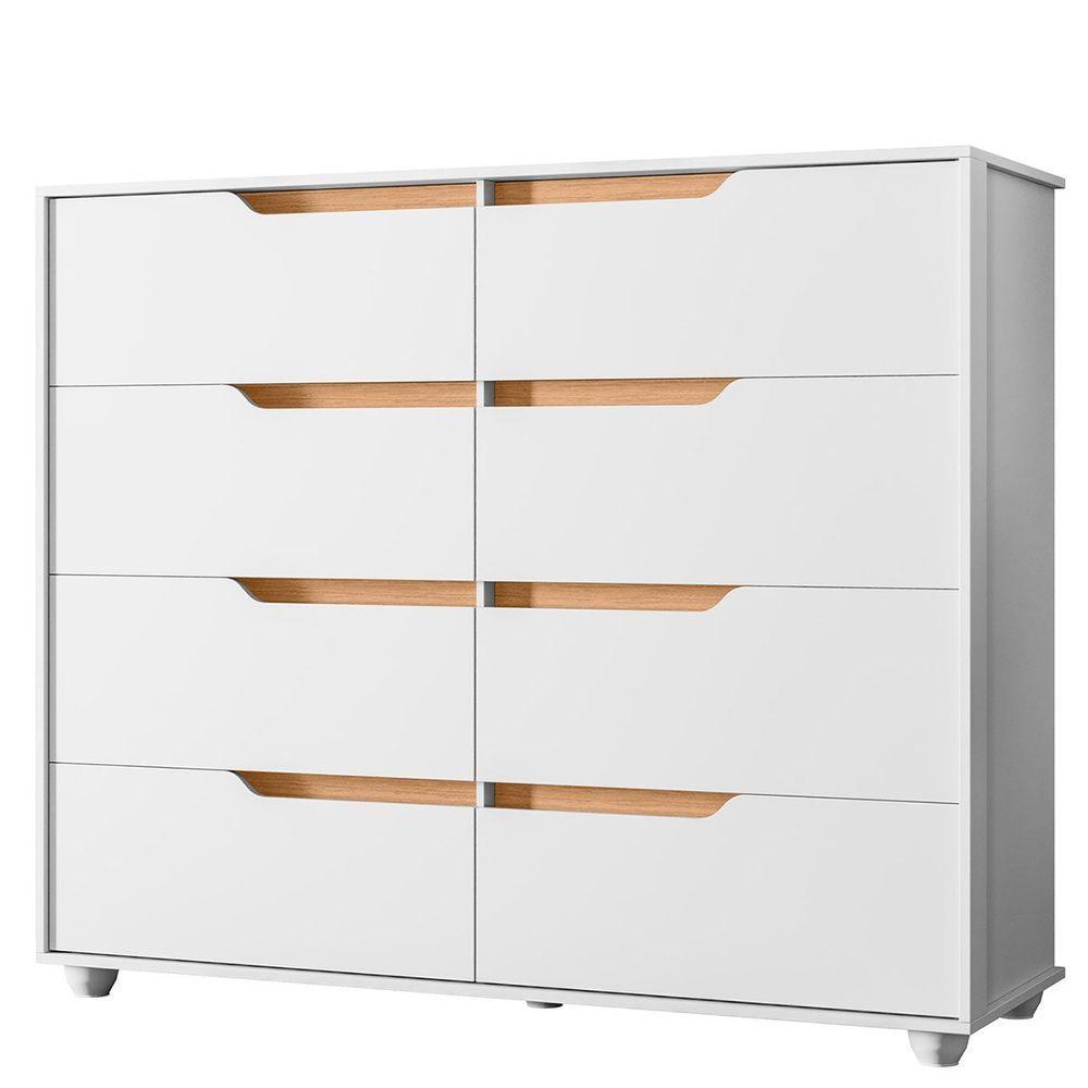 Cômoda Grande 8 Gavetas Doble Flex Branco Freijó - 1