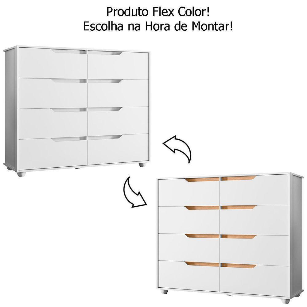 Cômoda Grande 8 Gavetas Doble Flex Branco Freijó - 2