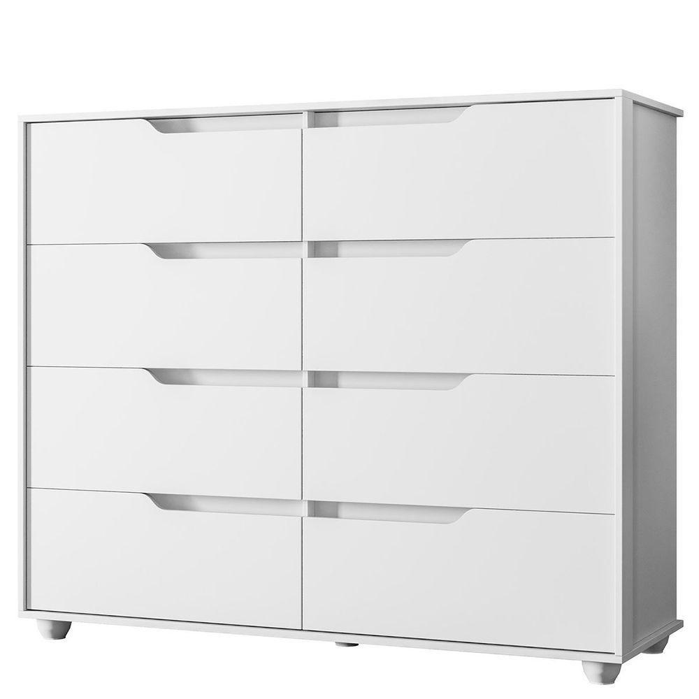 Cômoda Grande 8 Gavetas Doble Flex Branco Freijó - 3