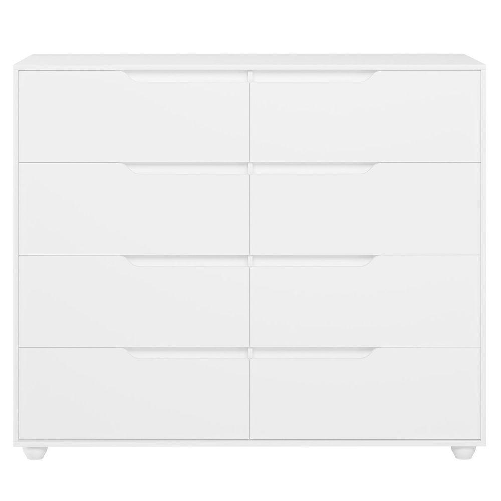 Cômoda Grande 8 Gavetas Doble Flex Branco Freijó - 6