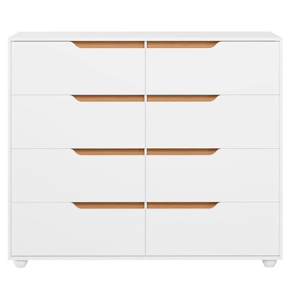 Cômoda Grande 8 Gavetas Doble Flex Branco Freijó - 7