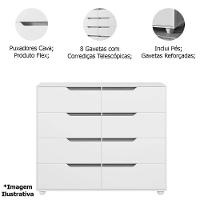 Cômoda Grande 8 Gavetas Doble Flex Branco Freijó