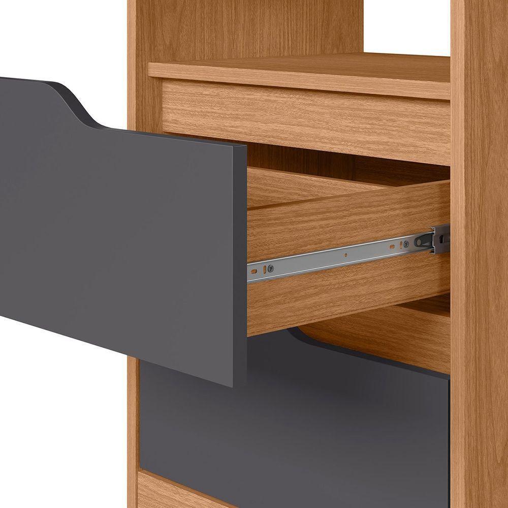 Mesa de Cabeceira 2 Gavetas Sara Flex Freijó Titanium - 2