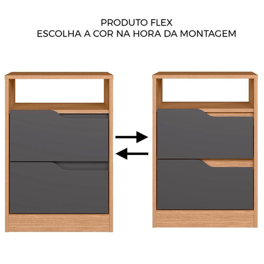 Mesa de Cabeceira 2 Gavetas Sara Flex Freijó Titanium - 4