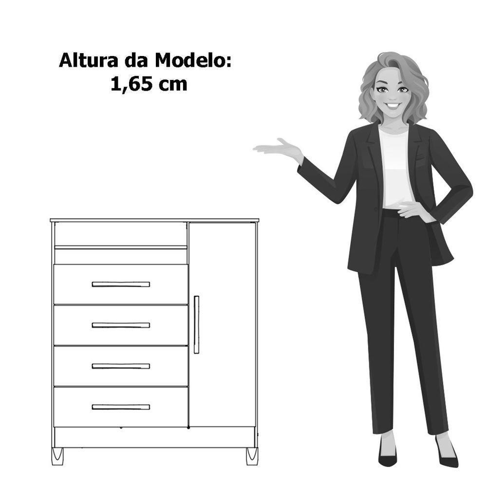 Cômoda Sapateira 4 Gavetas 1 Porta Nicho Duquesa Freijó Titanium - 5