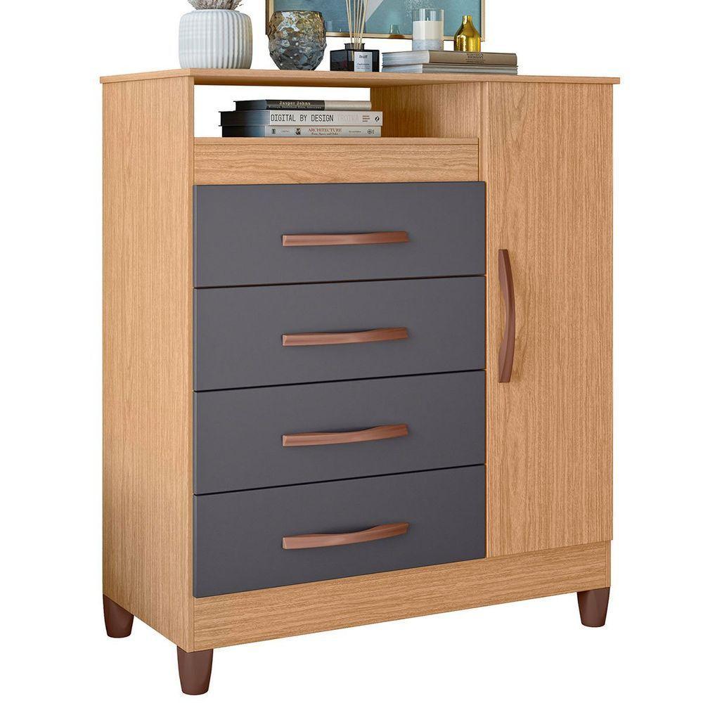 Cômoda Sapateira 4 Gavetas 1 Porta Nicho Duquesa Freijó Titanium - 6