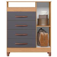 Cômoda Sapateira 4 Gavetas 1 Porta Nicho Duquesa Freijó Titanium - 2