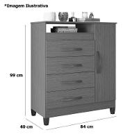 Cômoda Sapateira 4 Gavetas 1 Porta Nicho Duquesa Freijó Titanium - 3