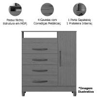 Cômoda Sapateira 4 Gavetas 1 Porta Nicho Duquesa Freijó Titanium