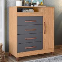 Cômoda Sapateira 4 Gavetas 1 Porta Nicho Duquesa Freijó Titanium - 7