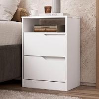 Mesa de Cabeceira 2 Gavetas Sara Flex Branco Freijó - 4
