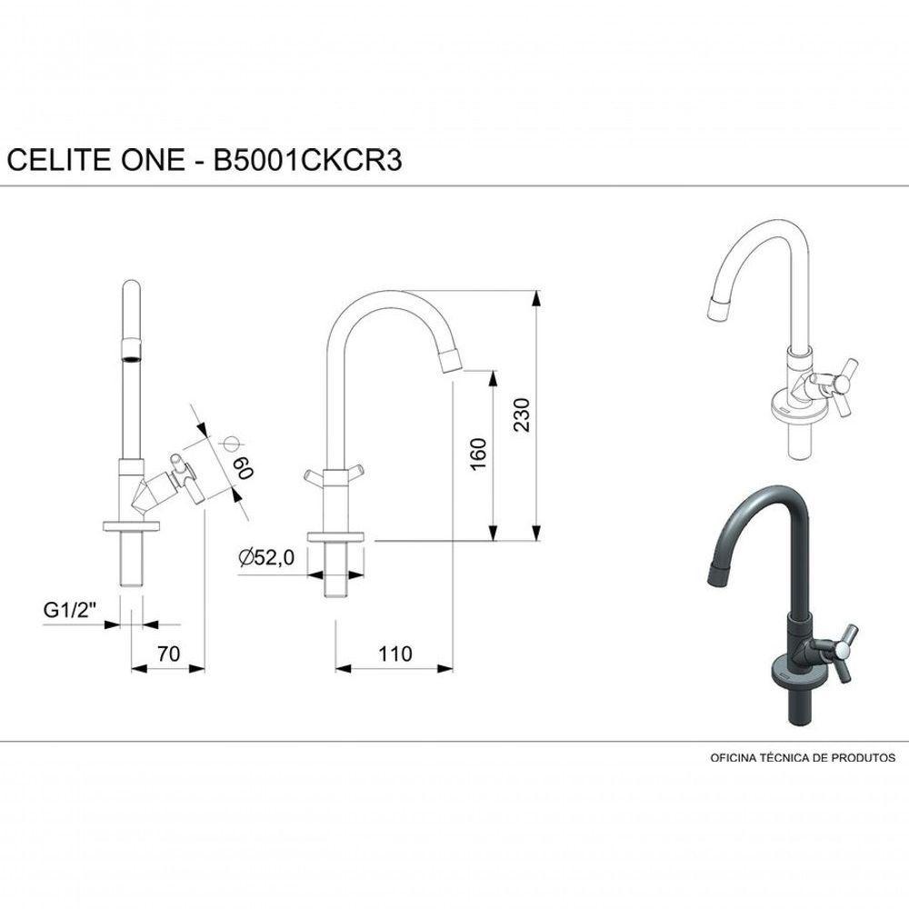 Celite Torneira Lav Mesa B.alta One Cr - 2