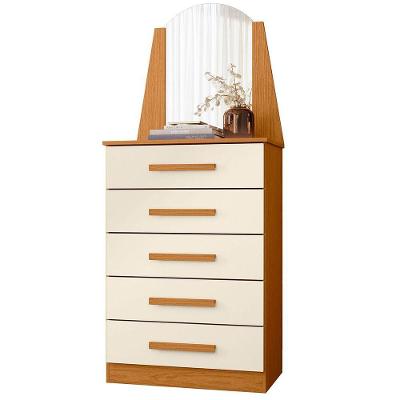Cômoda Valentina 5 Gavetas em MDF com Puxador em MDF Cinamomo Off White para Dormitório
