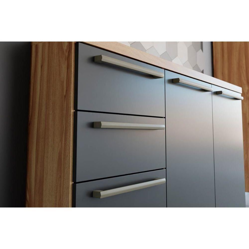 Cozinha Modulada Completa Nápoli Prime 5 Peças 2 Aéreos + 1 Balcão+ 2 Paneleiros C5p04 Amendoa Grafite Ronipa - 8