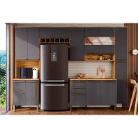 Cozinha Modulada Completa Nápoli Prime 5 Peças 2 Aéreos + 1 Balcão + 1 Paneleiro + 1 Torre Quente C5p97 Amendoa Grafite Ronipa - 1