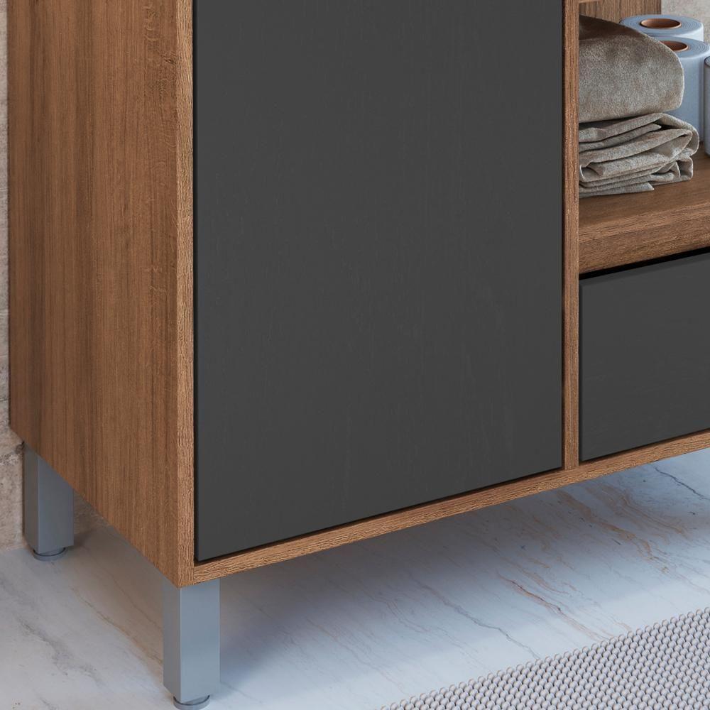 Gabinete Suspenso 80 Cm Cuba Branca Bl2001 Mell Grafite Faem Mell Grafite - 6