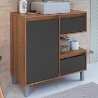 Gabinete Suspenso 80 Cm Cuba Branca Bl2001 Mell Grafite Faem Mell Grafite - 2