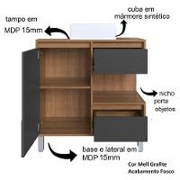 Gabinete Suspenso 80 Cm Cuba Branca Bl2001 Mell Grafite Faem Mell Grafite - 3