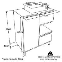 Gabinete Suspenso 80 Cm Cuba Branca Bl2001 Mell Grafite Faem Mell Grafite