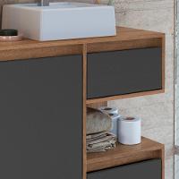 Gabinete Suspenso 80 Cm Cuba Branca Bl2001 Mell Grafite Faem Mell Grafite - 5