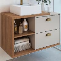 Gabinete Suspenso 80 Cm Com Cuba Branca Bl8240 Mell Arenas Faem Mell Arenas - 2