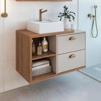 Gabinete Suspenso 80 Cm Com Cuba Branca Bl8240 Mell Arenas Faem Mell Arenas - 8