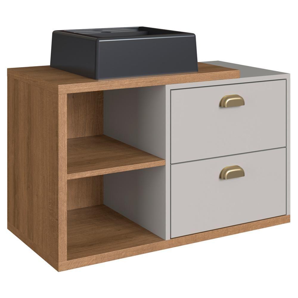 Gabinete Suspenso 80 Cm Com Cuba Preta Bl8240 Mell Arenas Faem Mell Arenas - 1