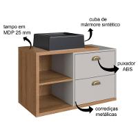 Gabinete Suspenso 80 Cm Com Cuba Preta Bl8240 Mell Arenas Faem Mell Arenas - 3