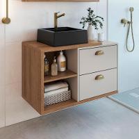 Gabinete Suspenso 80 Cm Com Cuba Preta Bl8240 Mell Arenas Faem Mell Arenas - 8