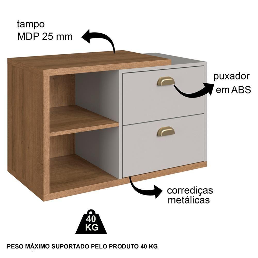 Gabinete Suspenso 80 Cm Com Tampo E 2 Gavetas Bl8240 Mell Arenas Faem Mell Arenas - 3