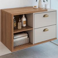 Gabinete Suspenso 80 Cm Com Tampo E 2 Gavetas Bl8240 Mell Arenas Faem Mell Arenas - 2