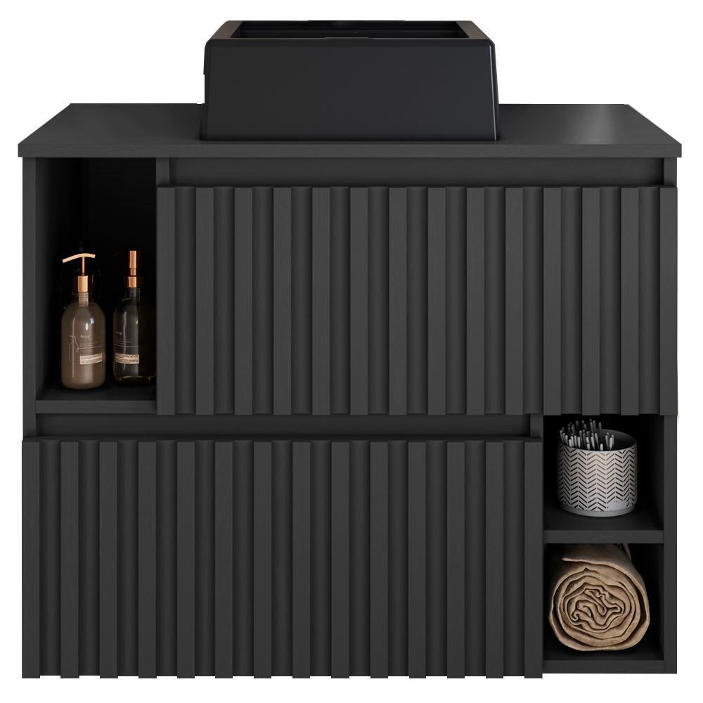 Gabinete Suspenso 2 Portas Com Cuba Preta 75 Cm Bl1000 Grafite Faem Grafite - 1