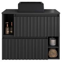 Gabinete Suspenso 2 Portas Com Cuba Preta 75 Cm Bl1000 Grafite Faem Grafite - 1