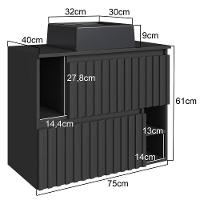 Gabinete Suspenso 2 Portas Com Cuba Preta 75 Cm Bl1000 Grafite Faem Grafite - 2