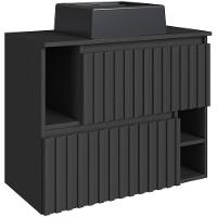 Gabinete Suspenso 2 Portas Com Cuba Preta 75 Cm Bl1000 Grafite Faem Grafite