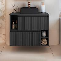 Gabinete Suspenso 2 Portas Com Cuba Preta 75 Cm Bl1000 Grafite Faem Grafite - 6