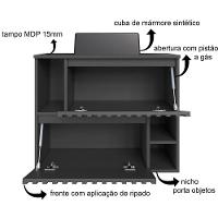 Gabinete Suspenso 2 Portas Com Cuba Preta 75 Cm Bl1000 Grafite Faem Grafite - 7
