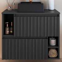 Gabinete Suspenso 2 Portas Com Cuba Preta 75 Cm Bl1000 Grafite Faem Grafite - 8