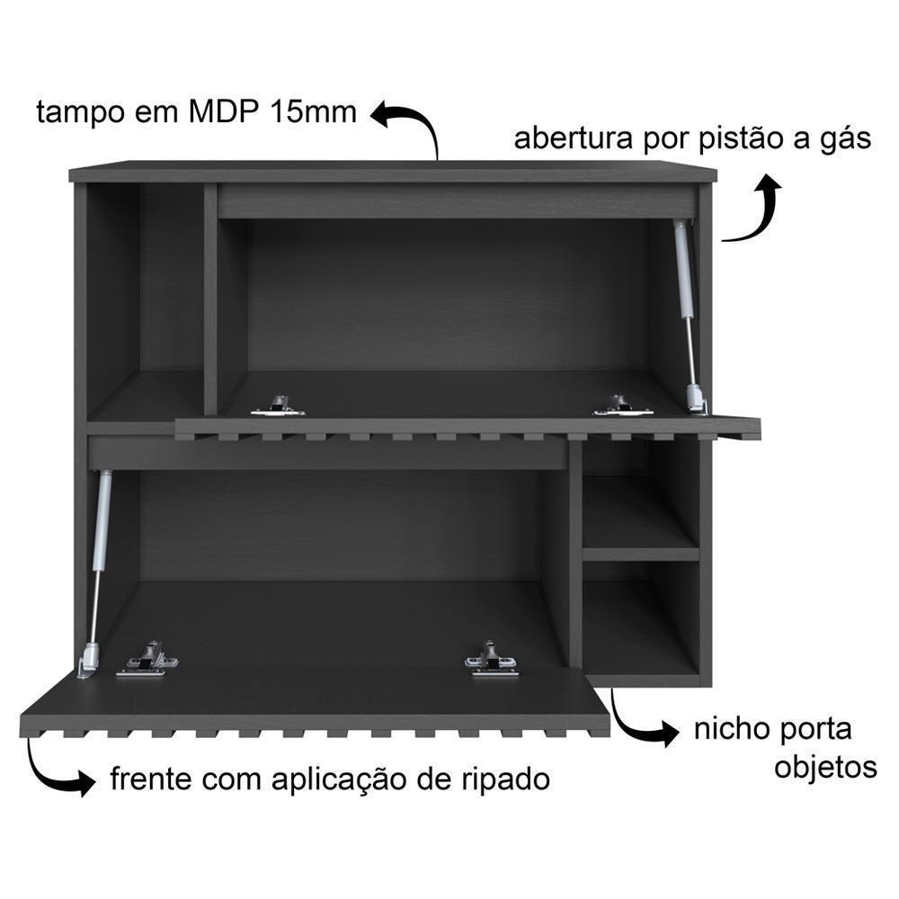 Gabinete Suspenso 2 Portas Basculantes 75 Cm Bl1000 Grafite Faem Grafite - 3