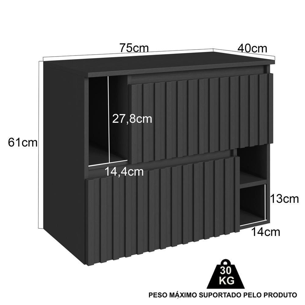 Gabinete Suspenso 2 Portas Basculantes 75 Cm Bl1000 Grafite Faem Grafite - 4