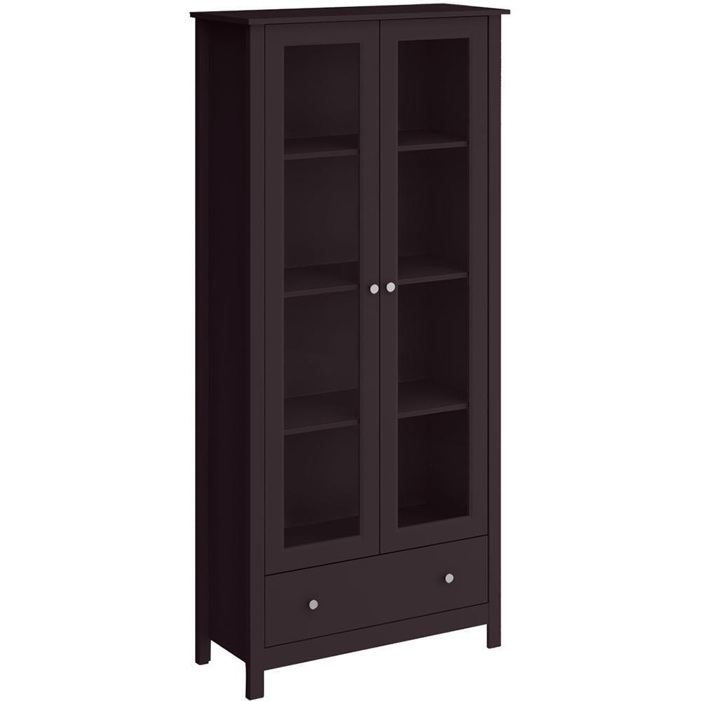 Cristaleira 2 Portas Vidro 1 Gaveta 180x80 Cm E954 Preto Dtall Preto - 1