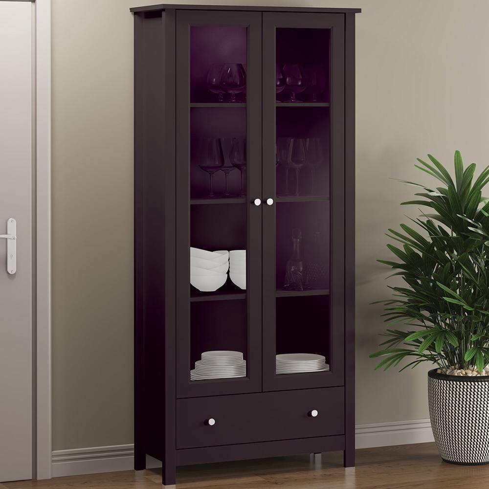 Cristaleira 2 Portas Vidro 1 Gaveta 180x80 Cm E954 Preto Dtall Preto - 2