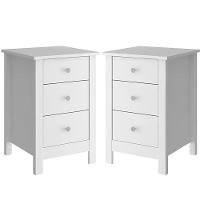 Kit 02 Mesas De Cabeceira 3 Gavetas 36 Cm Dm113 Branco Dtall Branco - 1